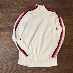 Talbots Cream Sweater with Red pink and Black Stripes